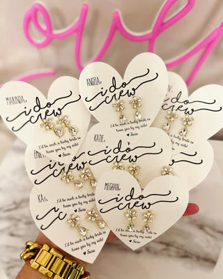 Crystal Gold Flower drop Elegant Bridal Party Earrings, Box & High Quality stainless steel plated, NO tarnish materials, be my bridesmaid?