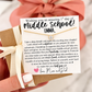 First Day of Middle School! Dainty CZ Stone Necklace gift for daughter, Non-Tarnish, hypoallergenic, card, box + ribbon included!