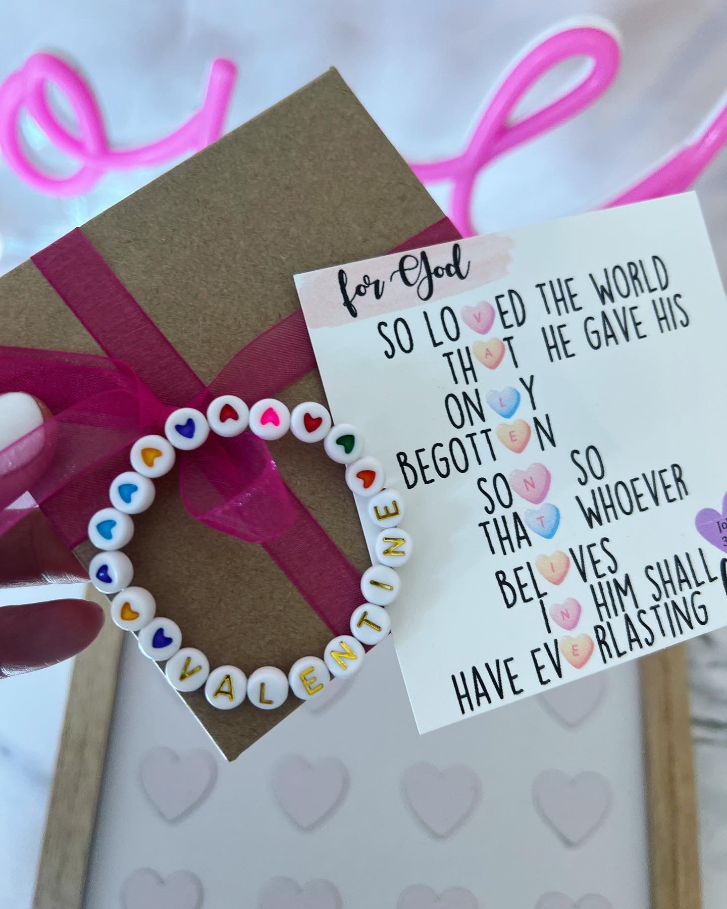 Bible Verse Kids or Adult Valentine Bracelet