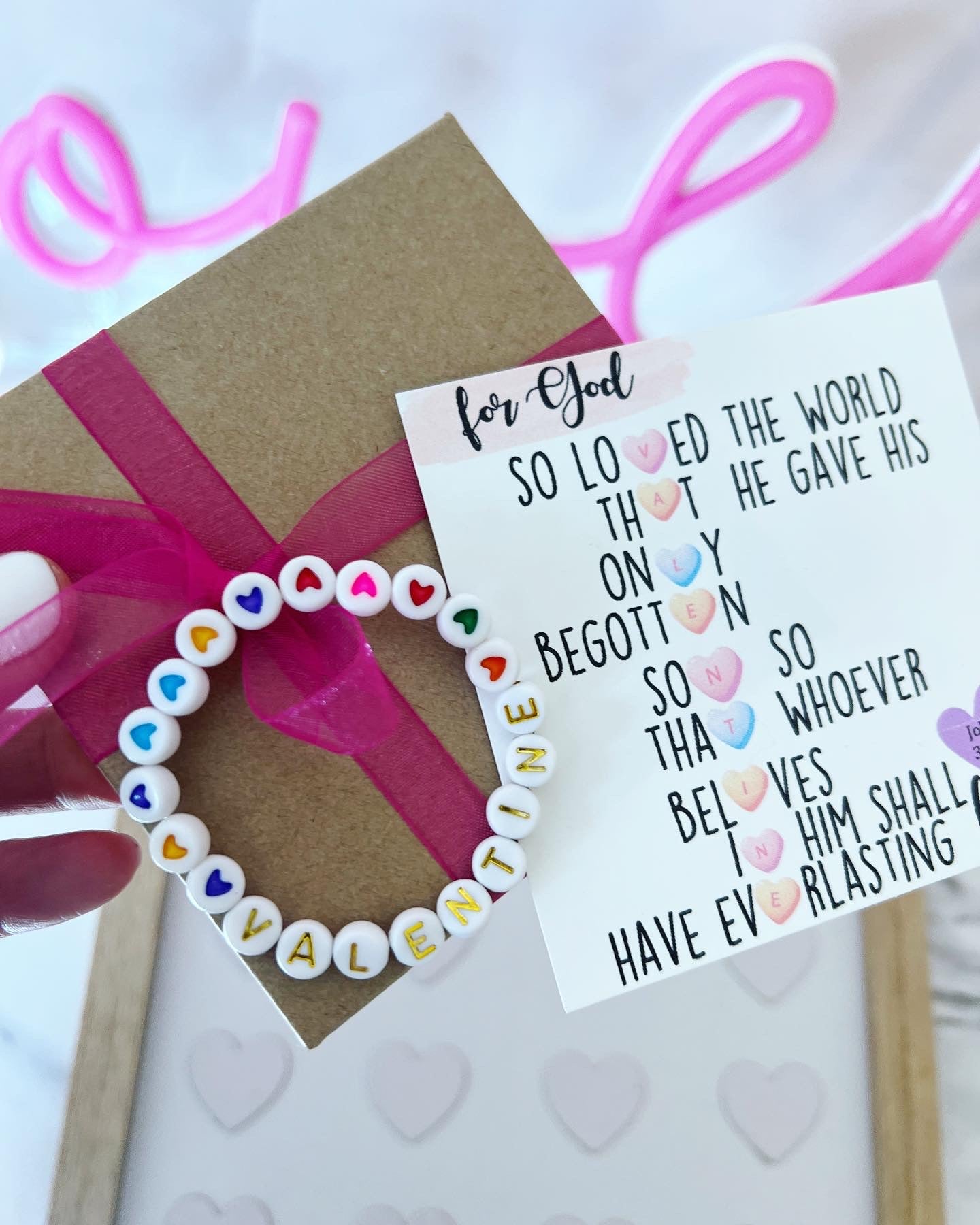 Bible Verse Kids or Adult Valentine Bracelet