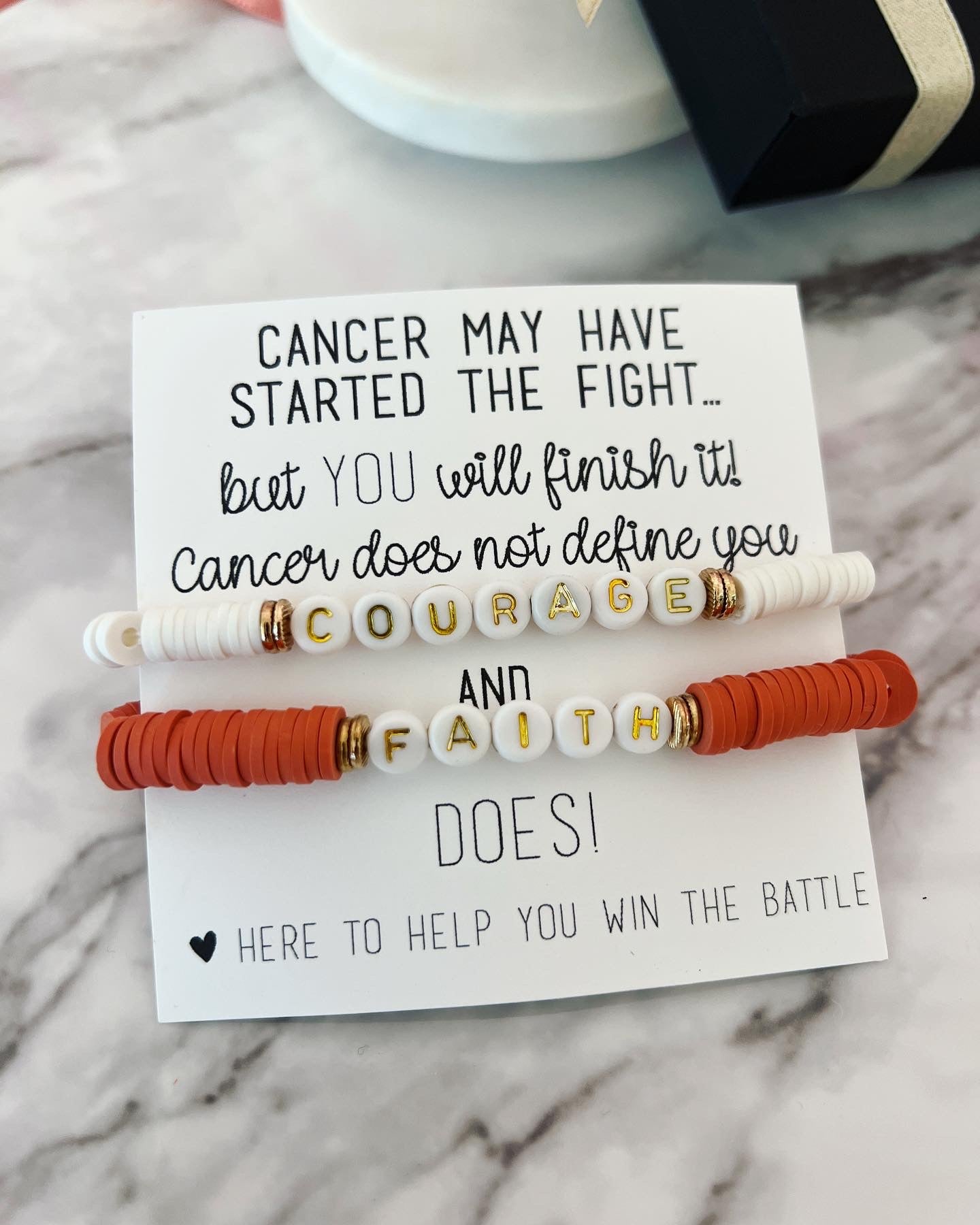 Cancer Encouragement Gift, Faith & Courage Bracelet Set