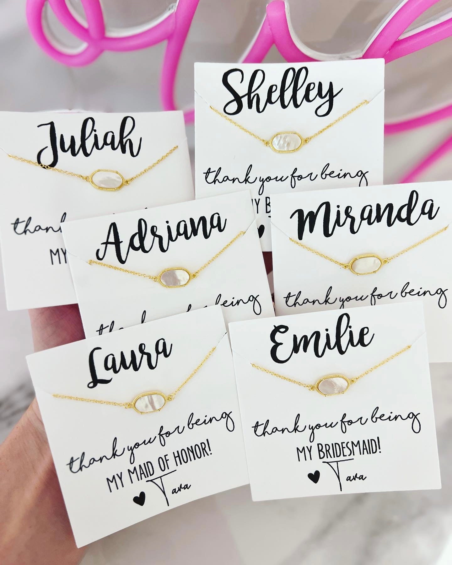 Thank you for being my....Bridal Party Iridescent White+ Gold Bracelet!
