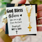 Baby Infant Baptism Gold Cross Bracelet Keepsake with Card, box & ribbon