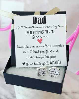 Father of the Bride Cuff links gift, Gift from Bride to Dad, Father daughter gift, card, box & ribbon included, wedding cuff links