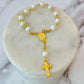 Baby Infant Baptism Gold Cross Bracelet Keepsake with Card, box & ribbon