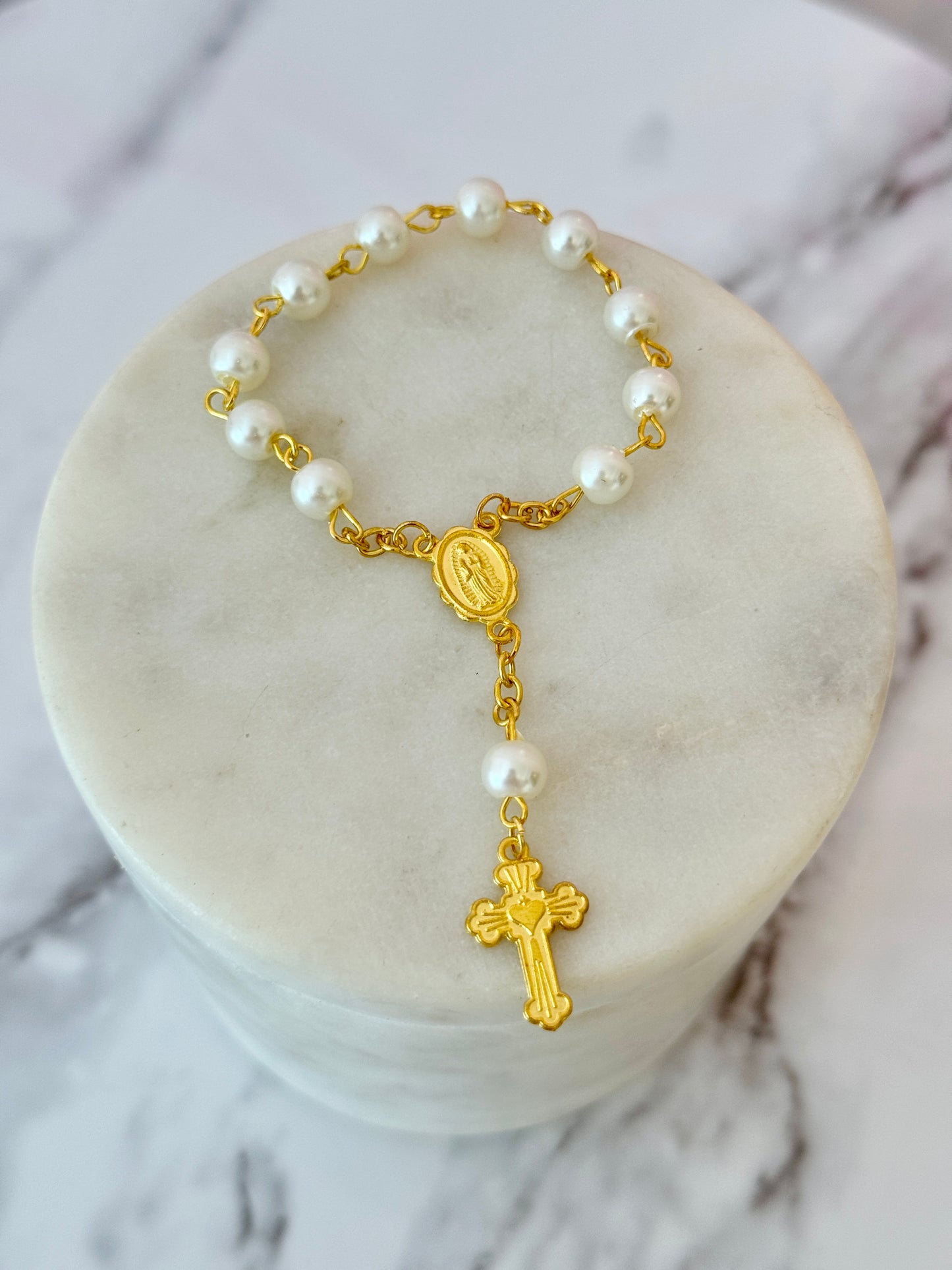 Baby Infant Baptism Gold Cross Bracelet Keepsake with Card, box & ribbon