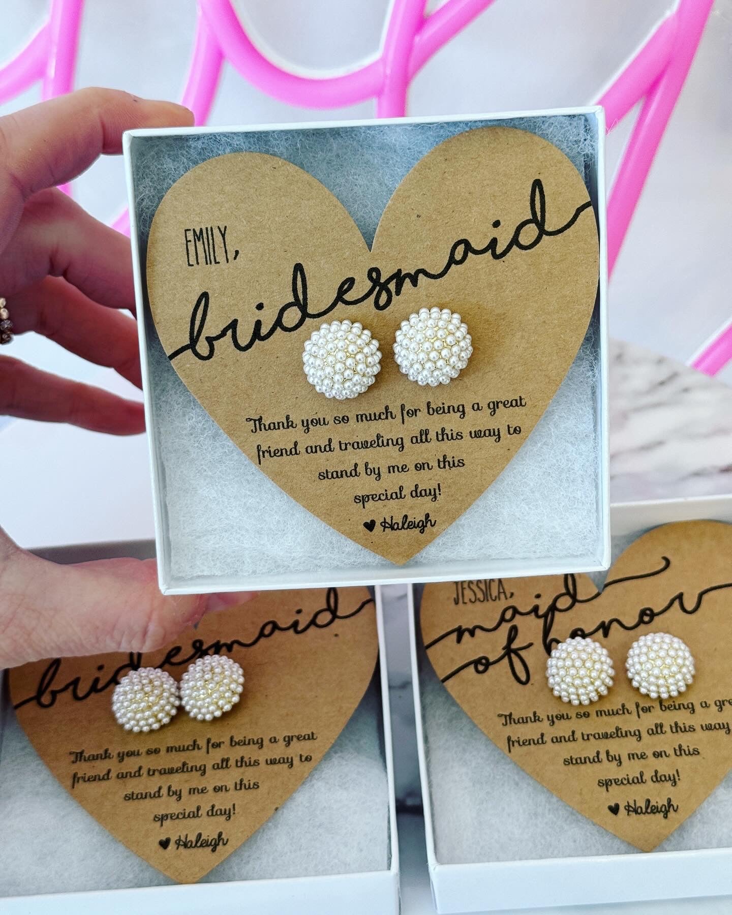 Pearl Cluster Earrings with Title