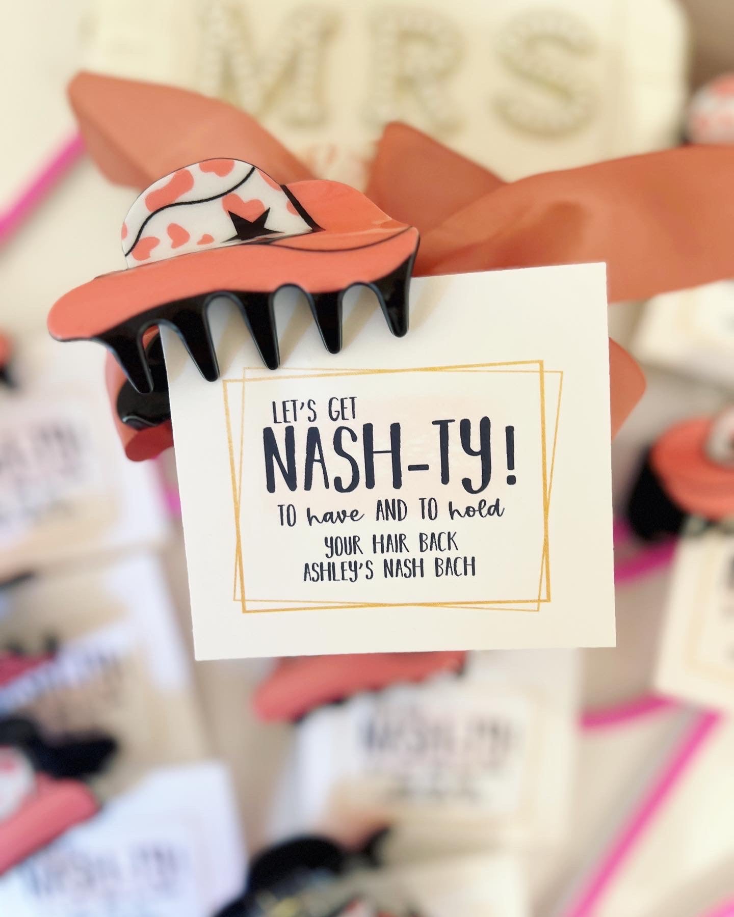 Bachelorette party gift, Nashville bridesmaid gift, Cowgirl, Cowboy bridal party gift, bridesmaid box claw clip, Bridal party favor, Nash-ty
