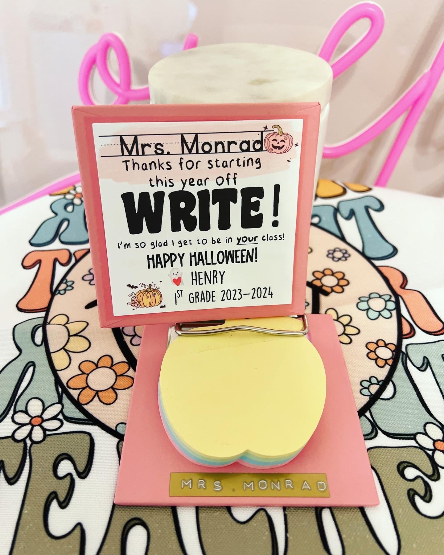 Halloween Teacher Notepad and Mini clipboard gift!