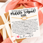 First Day of Middle School Opal Stone bracelet gift for daughter, Non-Tarnish, hypoallergenic, card, box + ribbon included!