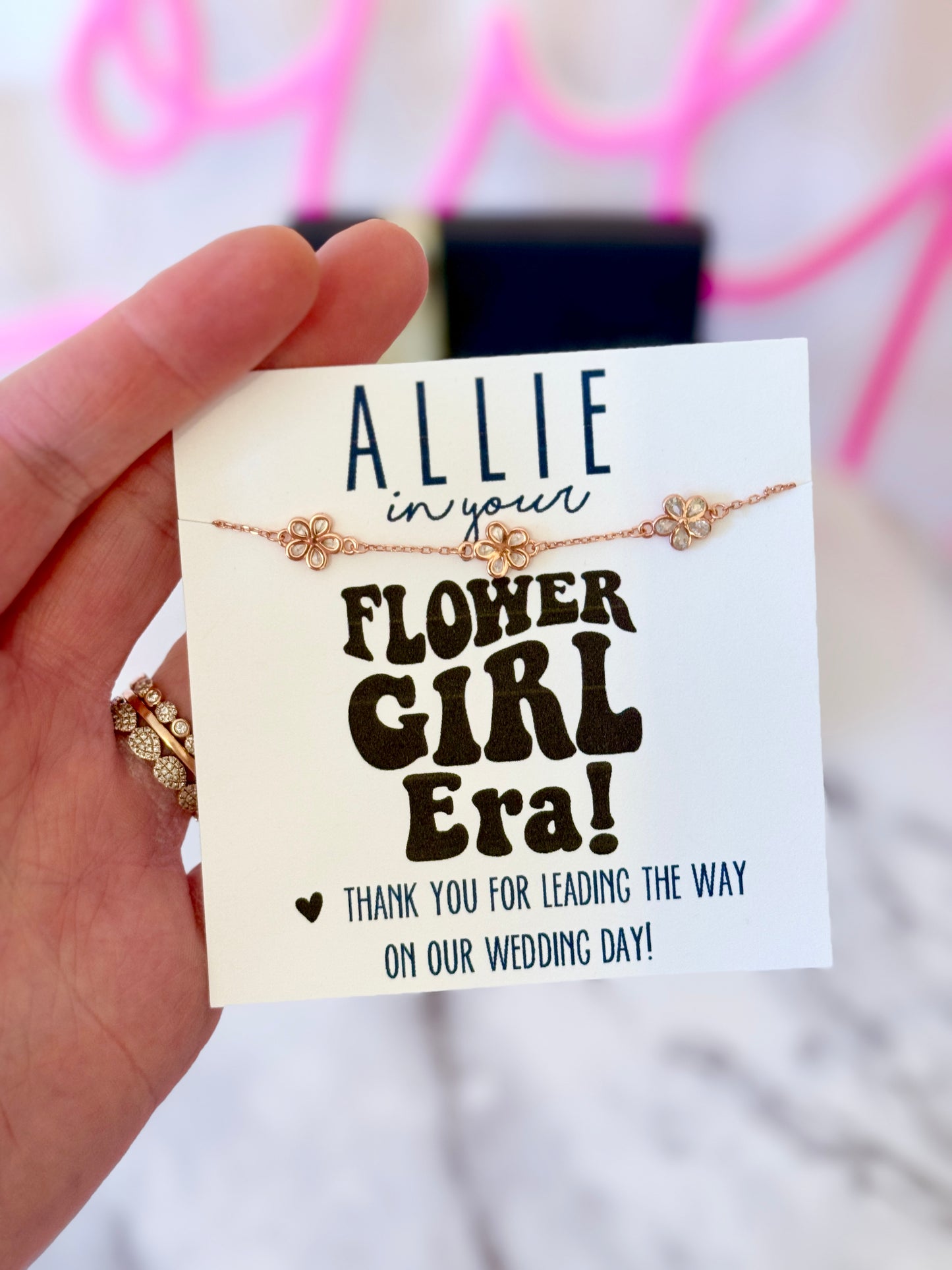 Flower Girl Era bracelet! Retro Flower Girl adjustable Bracelet, Box & Ribbon included, Thank you for being our Flower Girl gift!