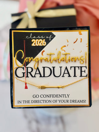 Congratulations, Graduate! Non-Tarnish/Hypoallergenic dainty Gold Arrow Necklace!