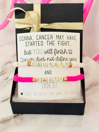 Cancer Encouragement Gift, Faith & Courage Bracelet Set