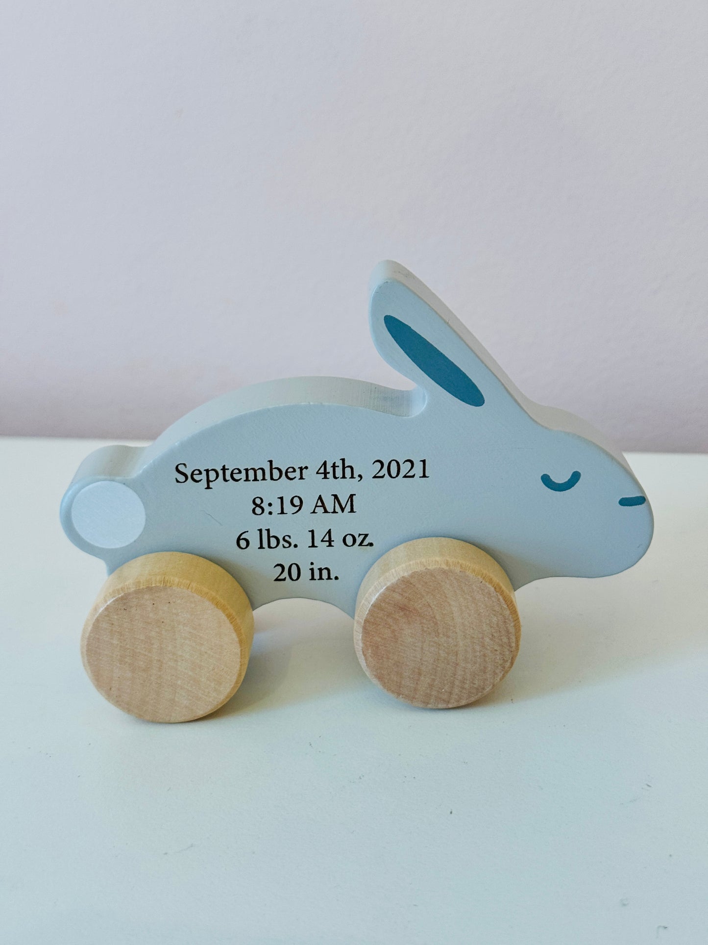 New Dad & New Mom baby gift Engraved wooden bunny rolling keepsake gift Congratulations baby pregnancy gift, gender reveal gift, baby shower gift!