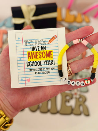 Have an AWESOME school year teacher bracelet, card, box & ribbon! Back to school gift!