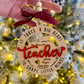 Teacher Ornament, 2025-2026 year, It takes a big heart to shape little minds, personalized with teacher name, from name & date