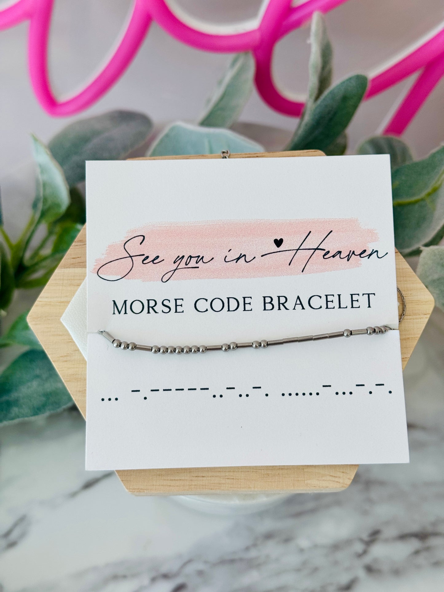 See you in Heaven,  Morse Code bracelet, encouragement gift, loss of loved one, gift of loss, card, box + ribbon included!