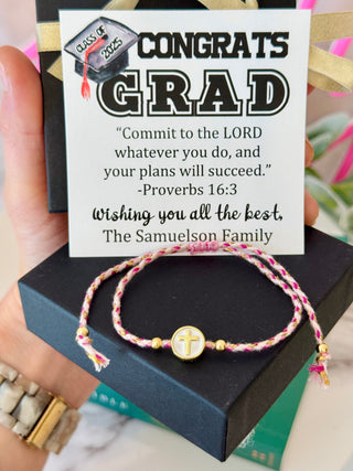 Congrats Grad! Cross bracelet & bible verse graduation card, Graduation gift for girls, Christian grad gift, High school grad, college grad