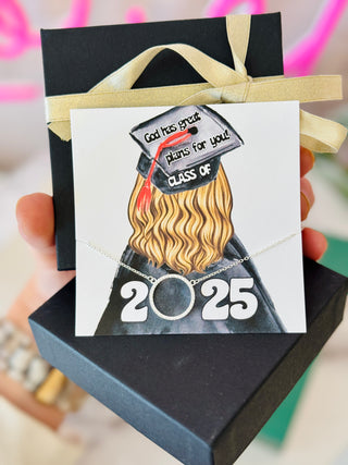 Class of 2025 Graduation Gift Circle Pendant Necklace NON-TARNISH Hypoallergenic Box & Ribbon Included High School Grad Gift