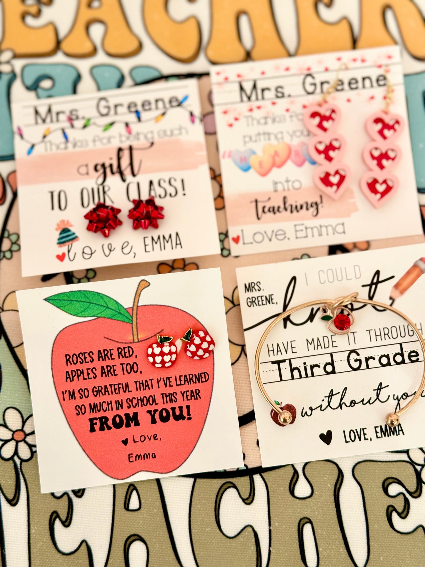 4 Pack of Teacher Gifts! Order this gift set and be set for the year! A gift for each holiday & occasion!