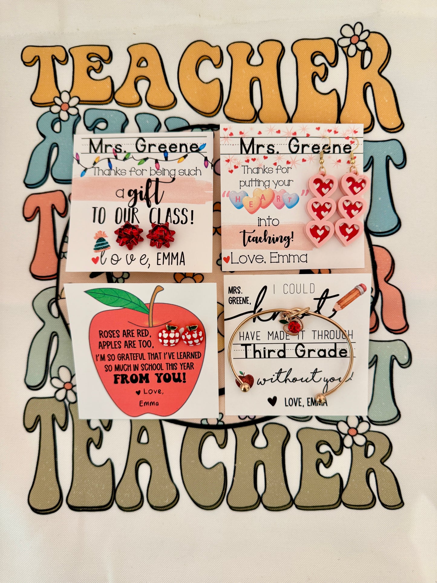 4 Pack of Teacher Gifts! Order this gift set and be set for the year! A gift for each holiday & occasion!