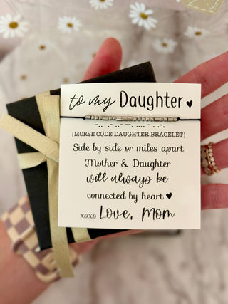 Side by side or miles apart, "Daughter" Morse Code bracelet,Card, box & ribbon included!Daughter gift, Mother daughter bracelet,College gift