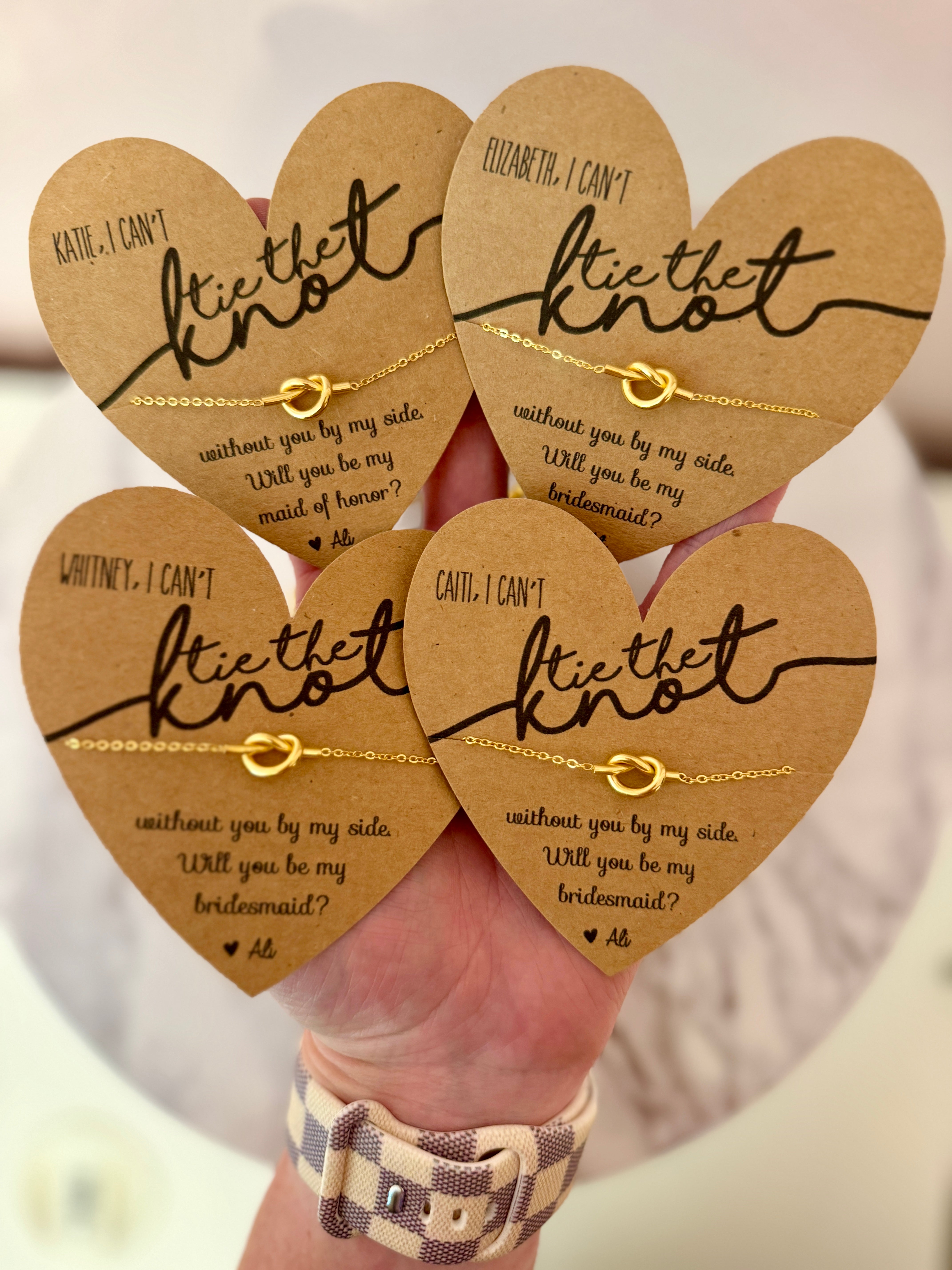 Tie the knot necklace for bridesmaids discount