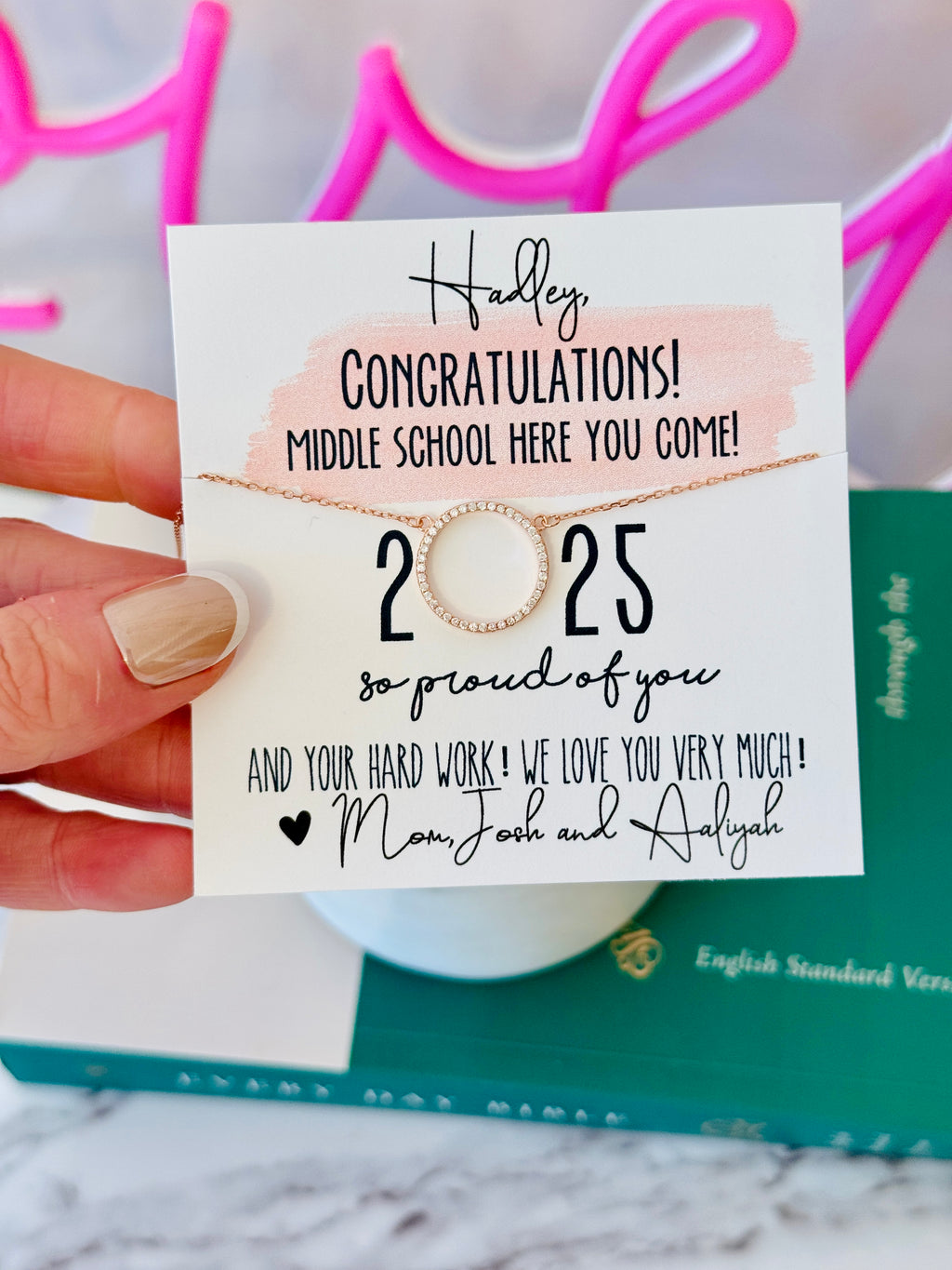 2025 Grad! 5th Grade Graduation Gift Watercolor Card! Circle Pendant N Love Leigh Gift Co. 2025 Grad! 5th Grade Graduation Gift Watercolor Card! Circle Pendant N Love Leigh Gift Co.