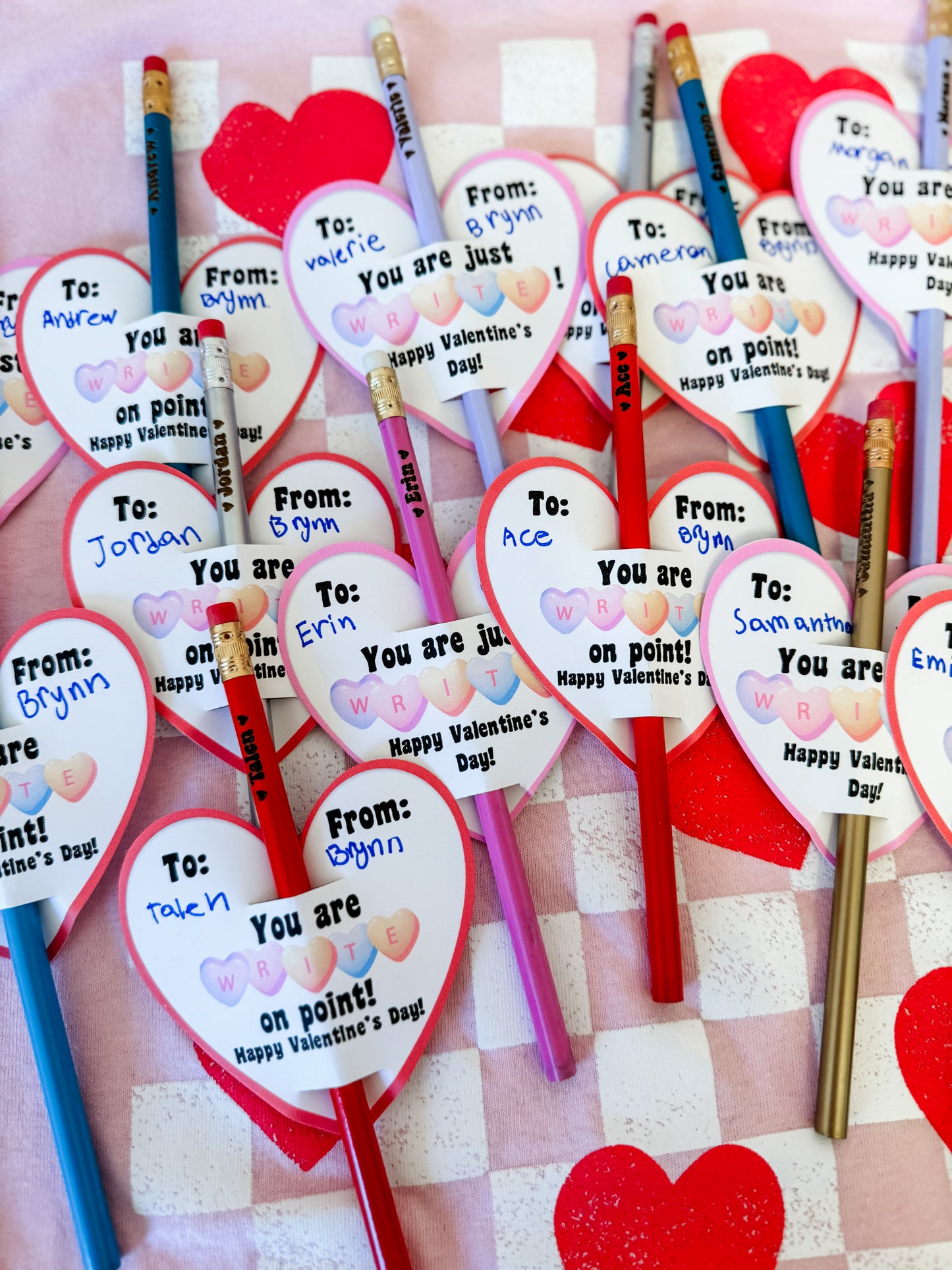 Class Valentine Gift! Personalized Engraved Name Pencil with Valentine Card!