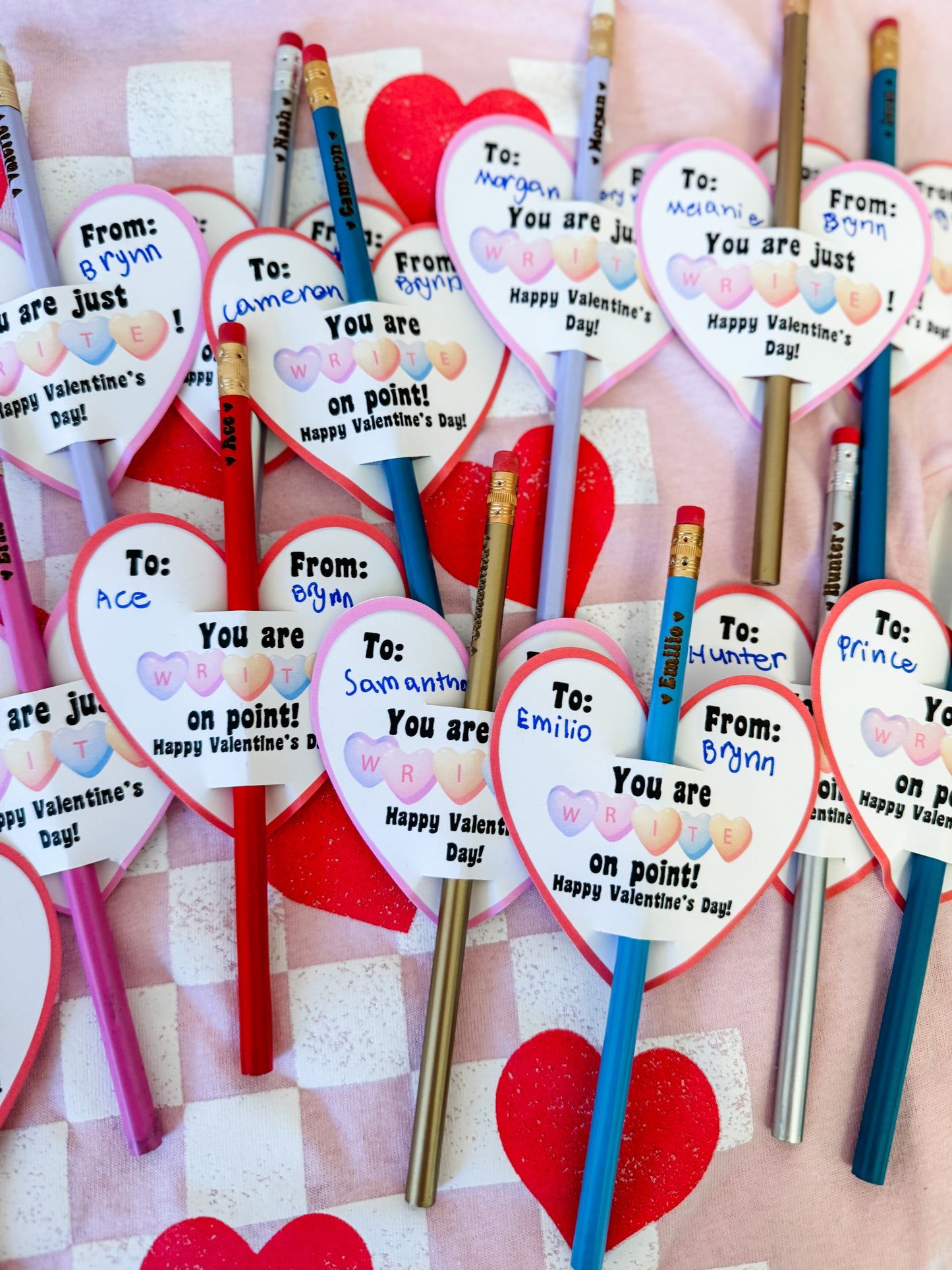 Class Valentine Gift! Personalized Engraved Name Pencil with Valentine Card!