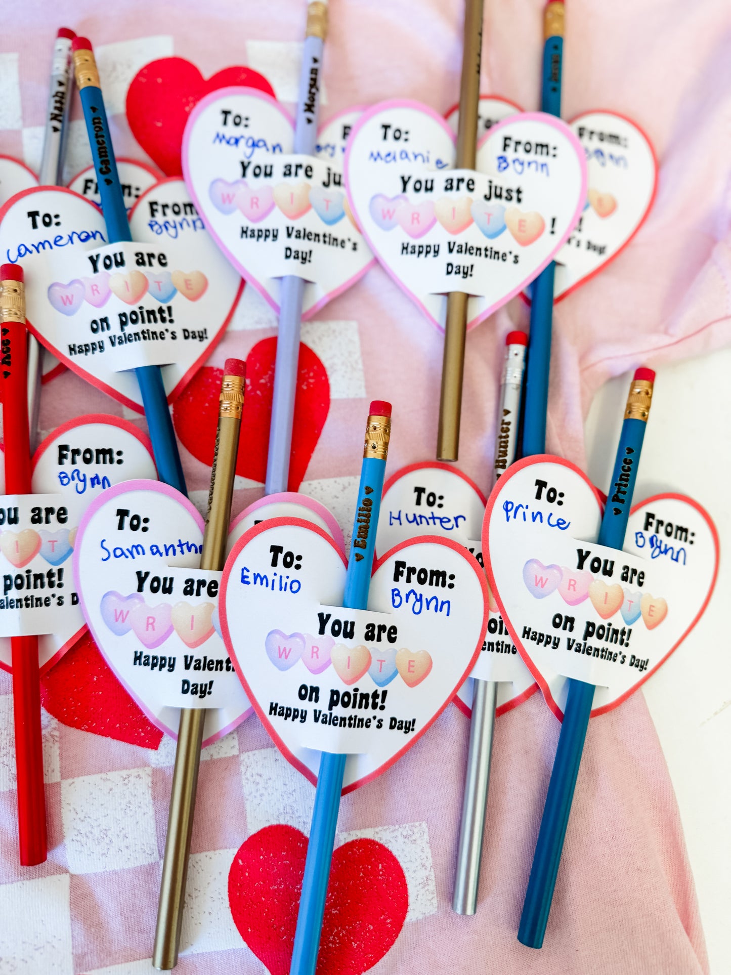 Class Valentine Gift! Personalized Engraved Name Pencil with Valentine Card!