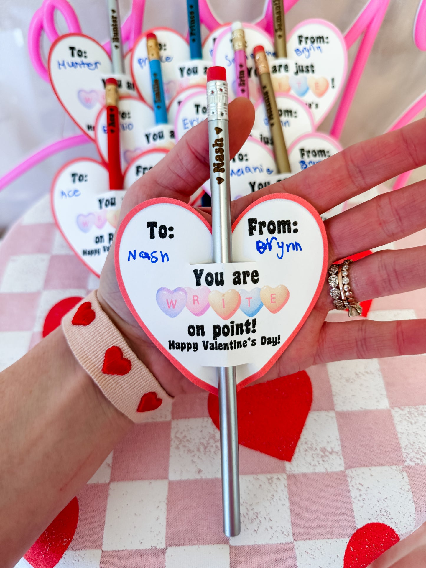 Class Valentine Gift! Personalized Engraved Name Pencil with Valentine Card!