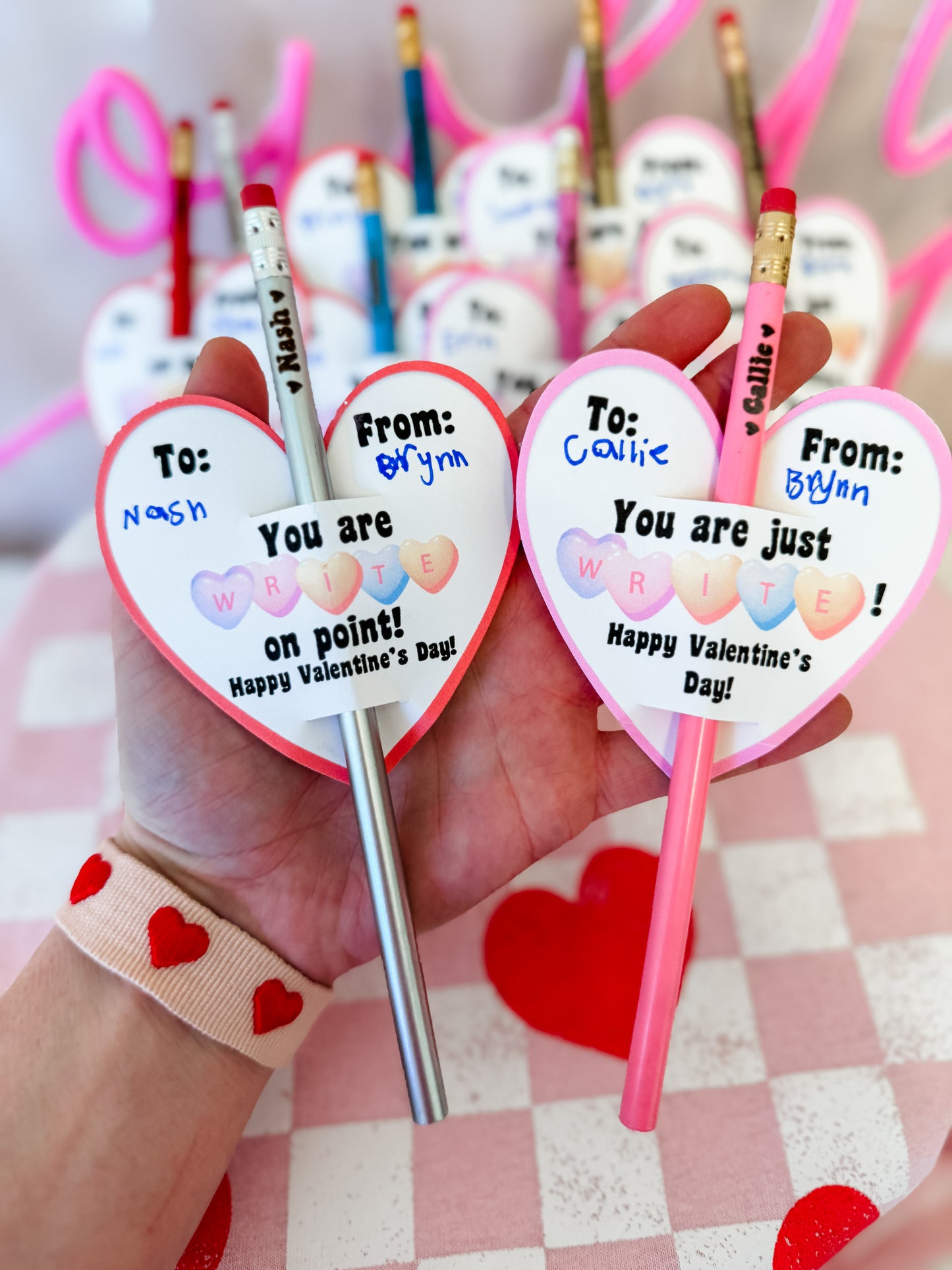 Class Valentine Gift! Personalized Engraved Name Pencil with Valentine Card!