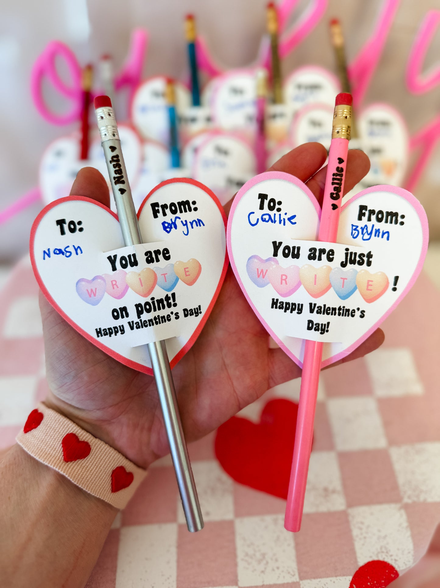 Class Valentine Gift! Personalized Engraved Name Pencil with Valentine Card!