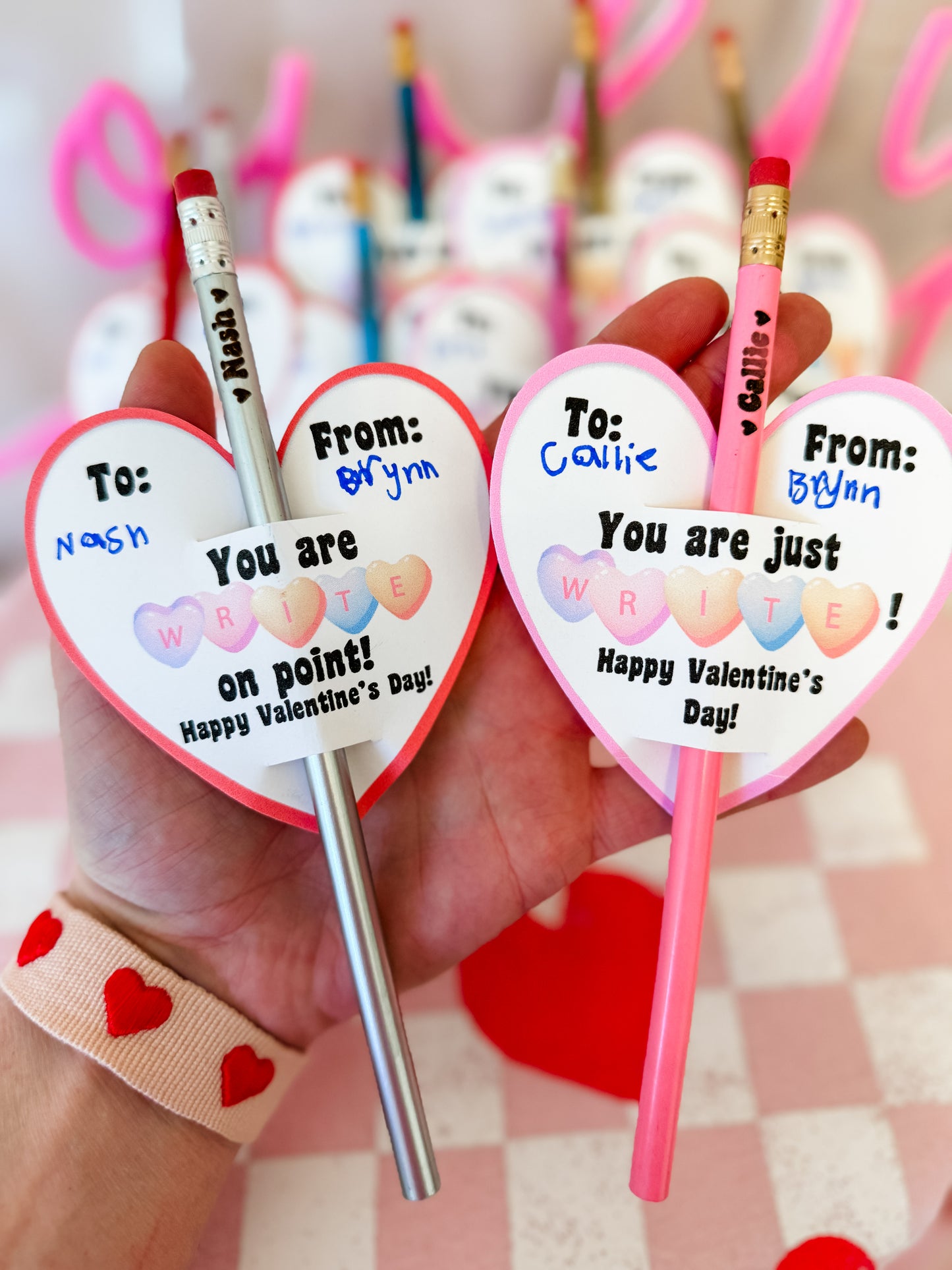 Class Valentine Gift! Personalized Engraved Name Pencil with Valentine Card!