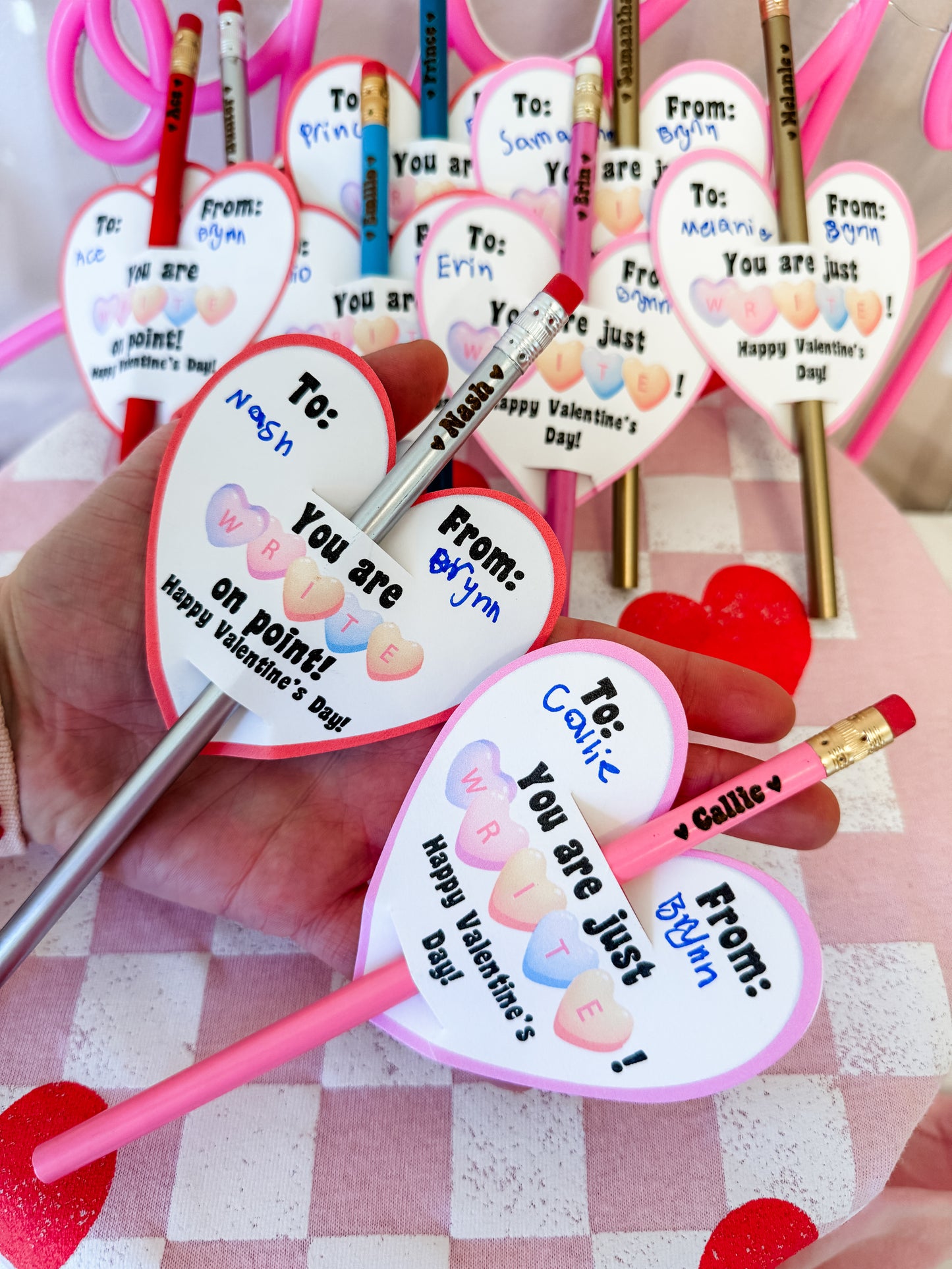 Class Valentine Gift! Personalized Engraved Name Pencil with Valentine Card!