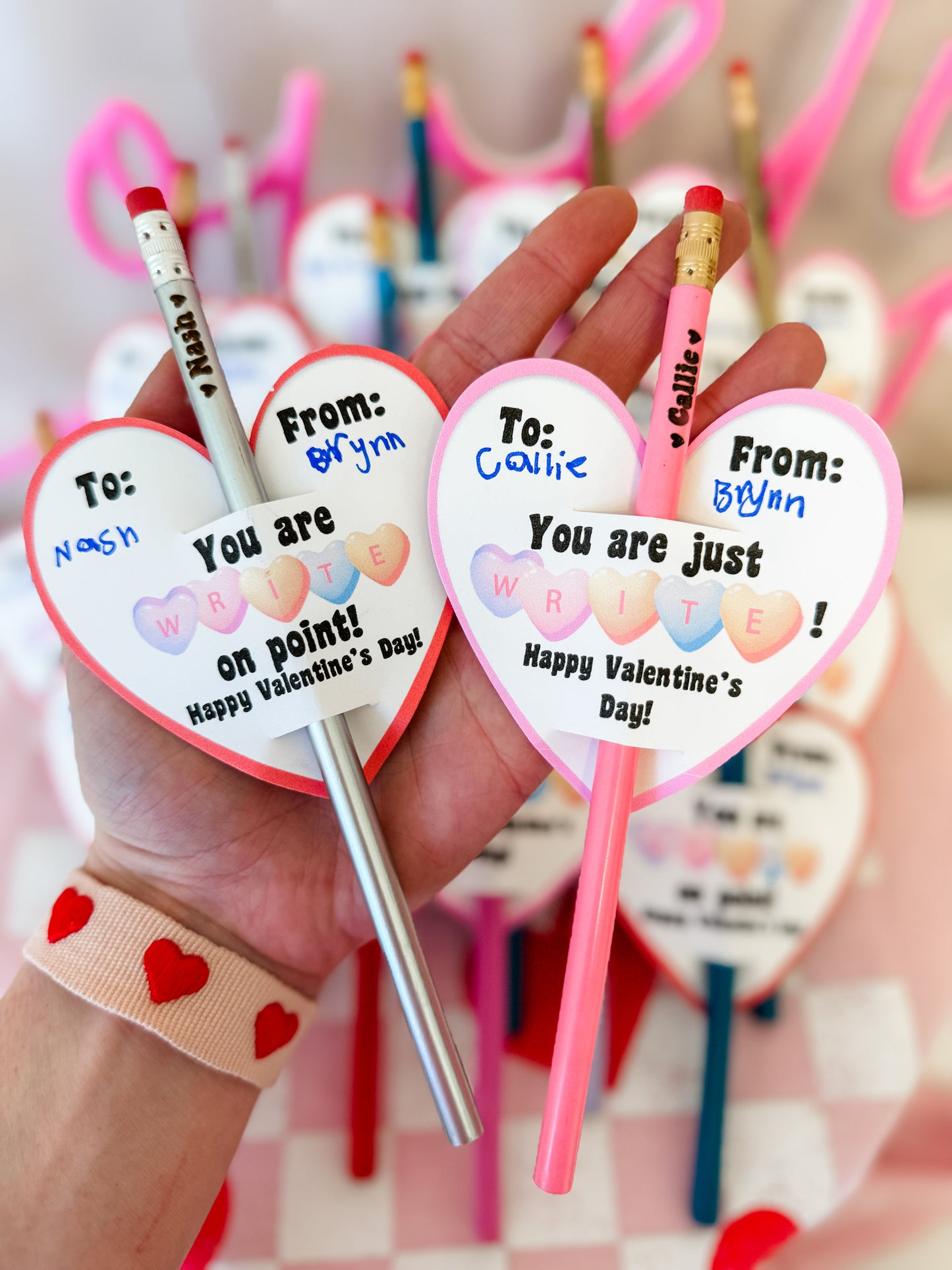 Class Valentine Gift! Personalized Engraved Name Pencil with Valentine Card!