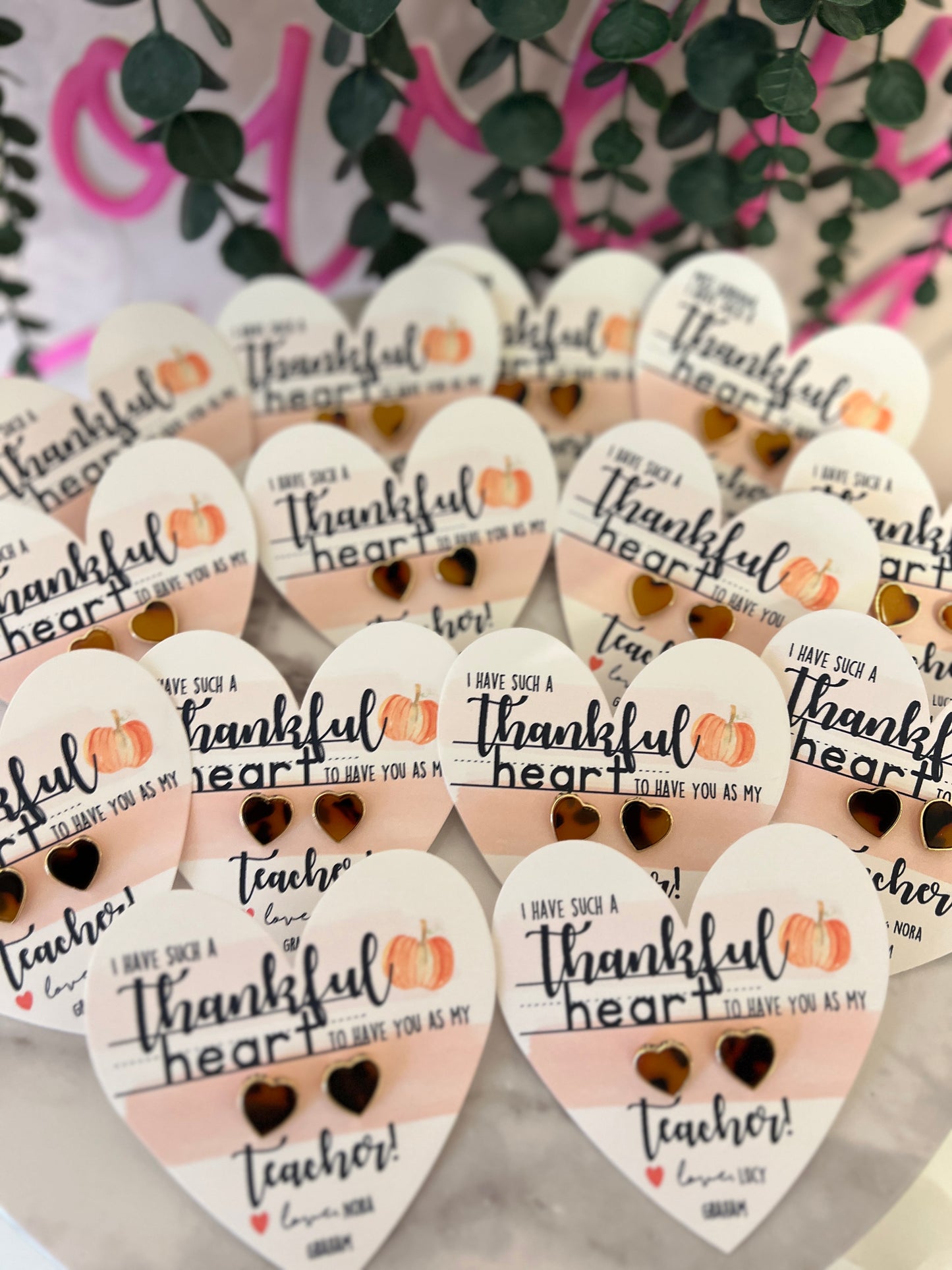 Thankful Heart Teacher Gift! Heart Studs! Non-Tarnish, box & ribbon included!