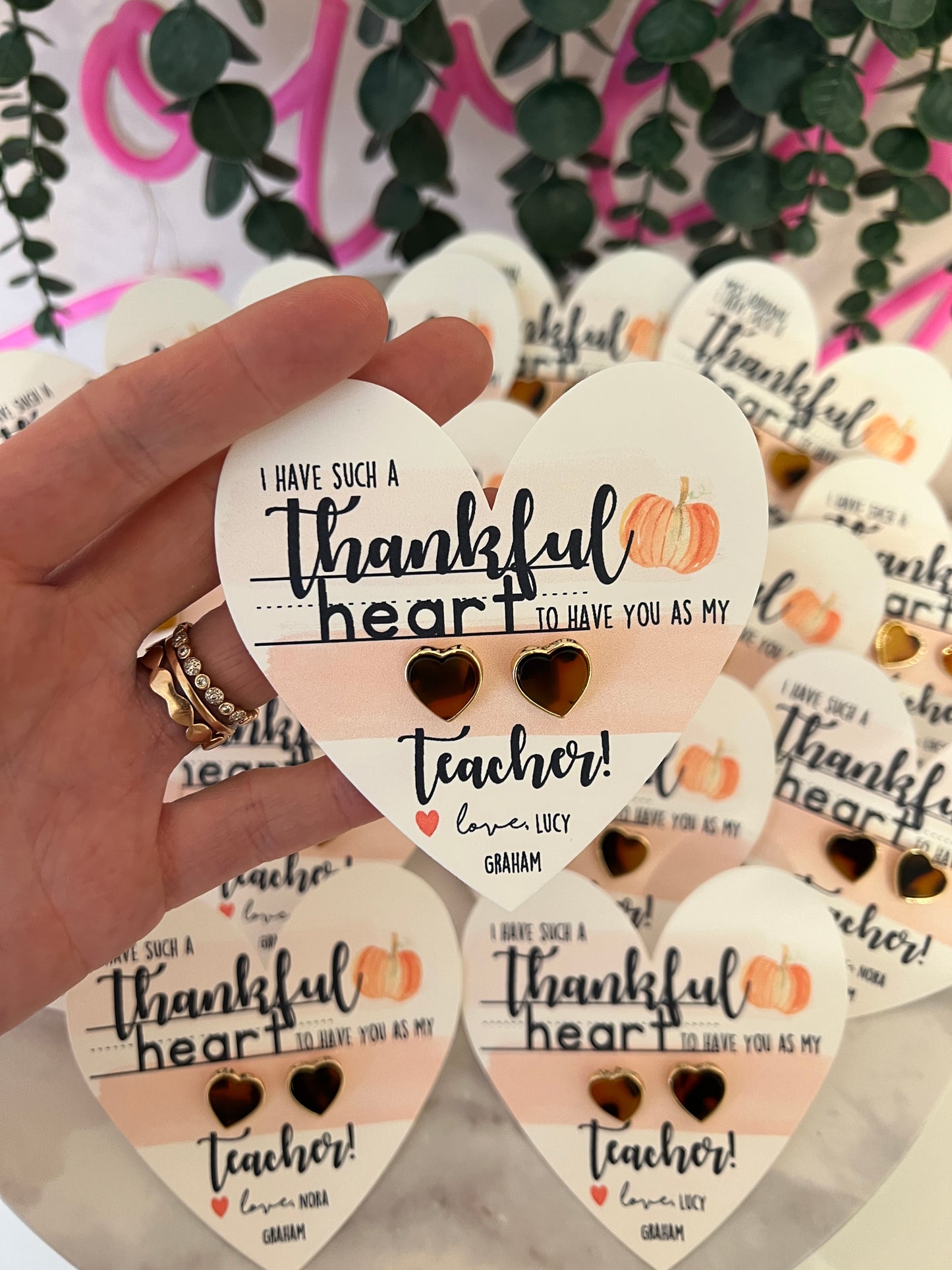 Thankful Heart Teacher Gift! Heart Studs! Non-Tarnish, box & ribbon included!