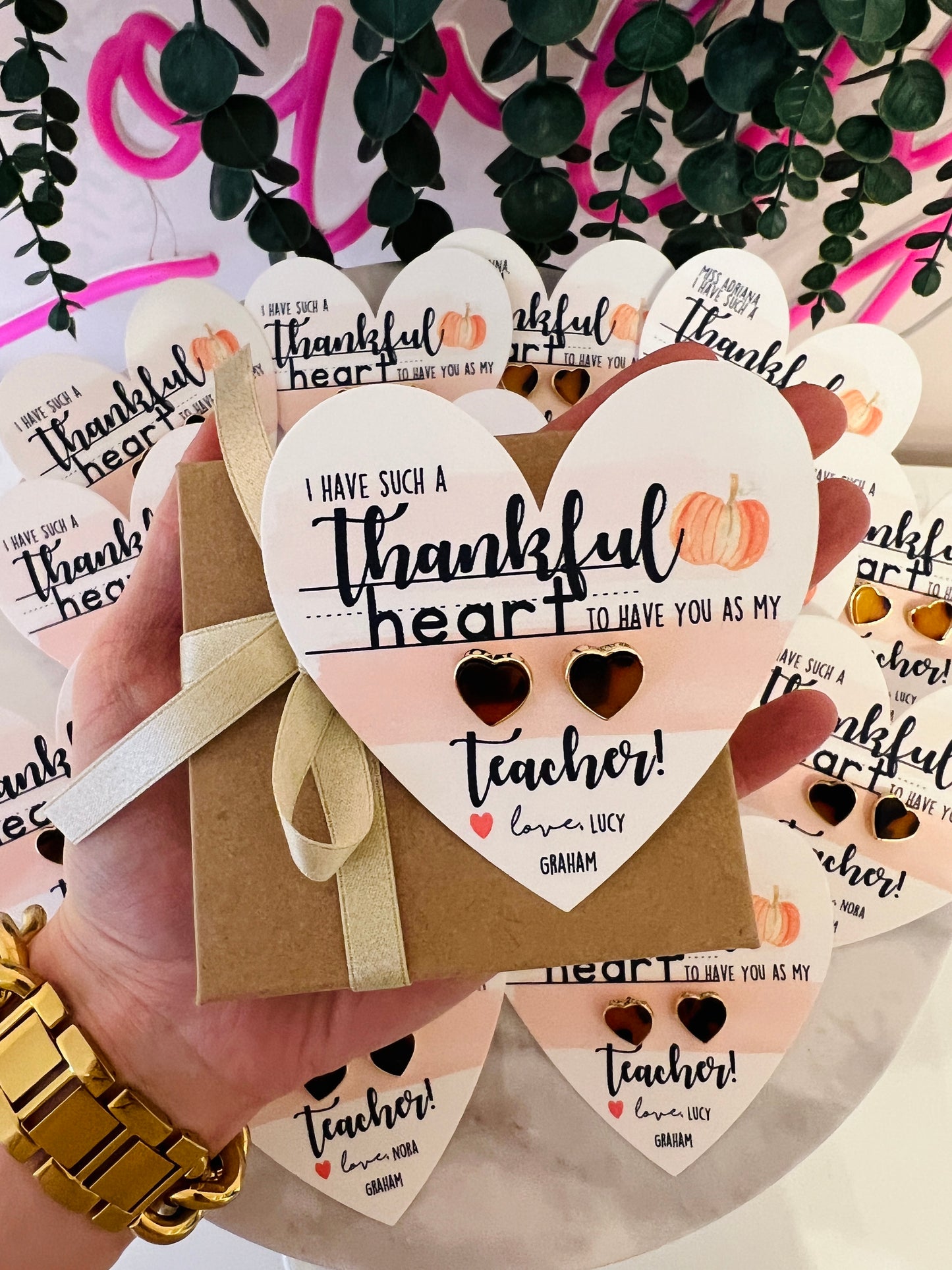 Thankful Heart Teacher Gift! Heart Studs! Non-Tarnish, box & ribbon included!