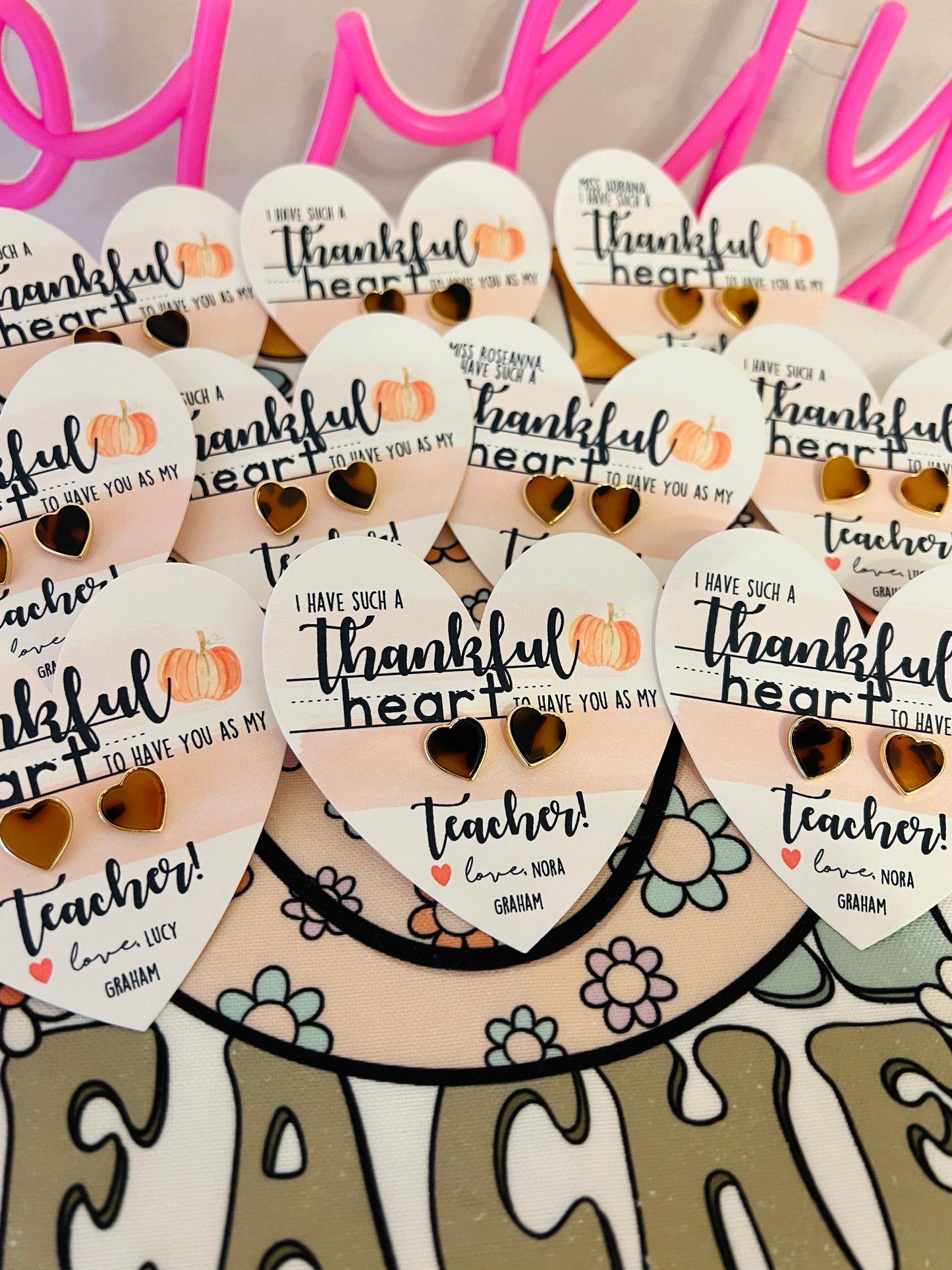 Thankful Heart Teacher Gift! Heart Studs! Non-Tarnish, box & ribbon included!