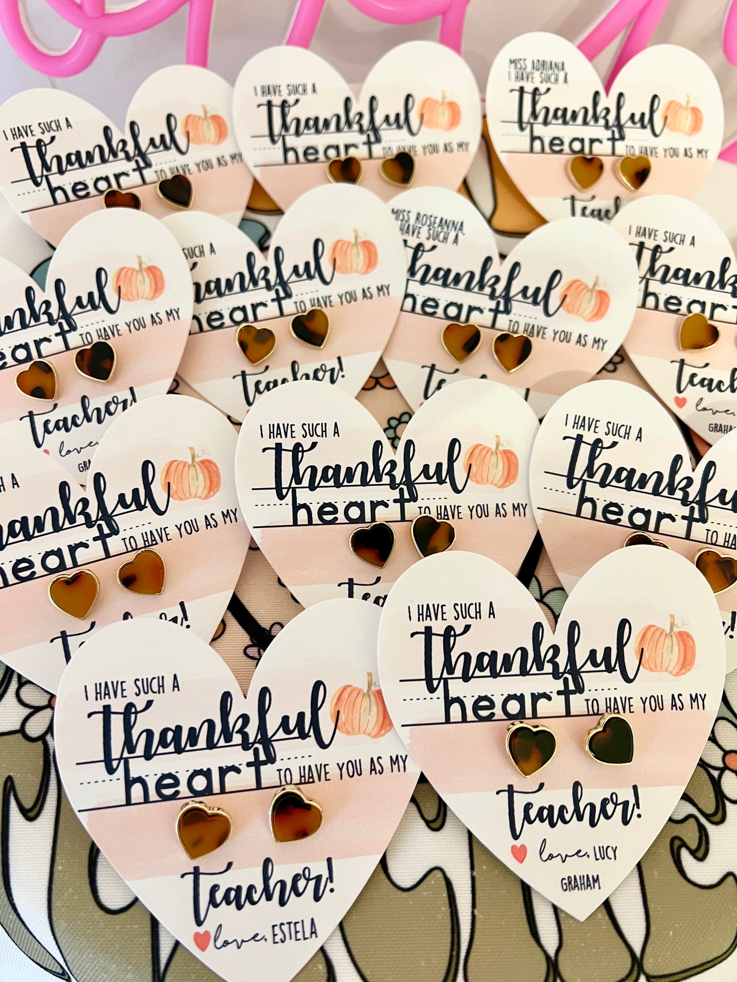 Thankful Heart Teacher Gift! Heart Studs! Non-Tarnish, box & ribbon included!