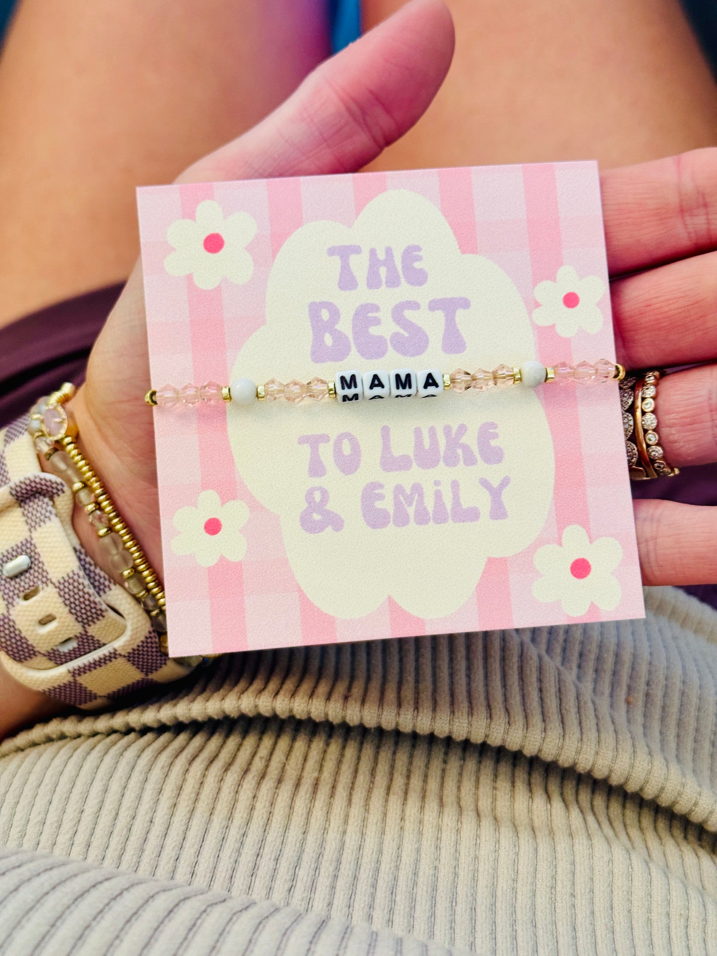 Mama Bracelet! The Best "Mama" to- (personalized it!) with card, box & ribbon included!