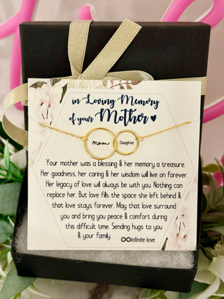 Sympathy loss of loved one Infinity necklace, NON-Tarnish, remembrance gift, loss of mother, Mother daughter necklace Box + ribbon included!