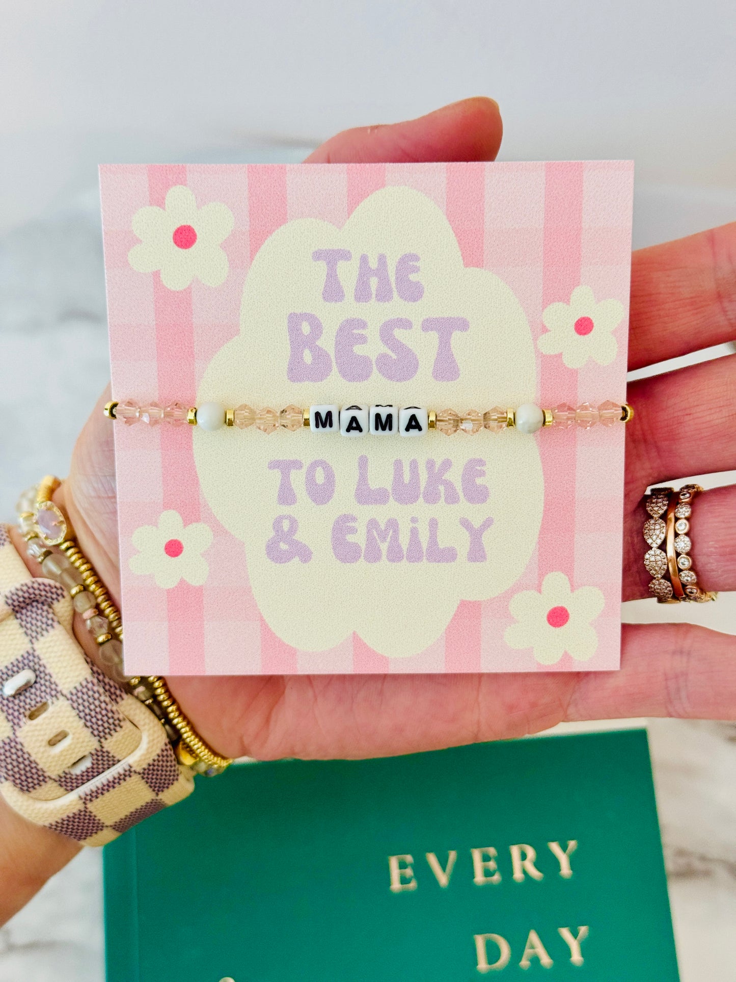 Mama Bracelet! The Best "Mama" to- (personalized it!) with card, box & ribbon included!