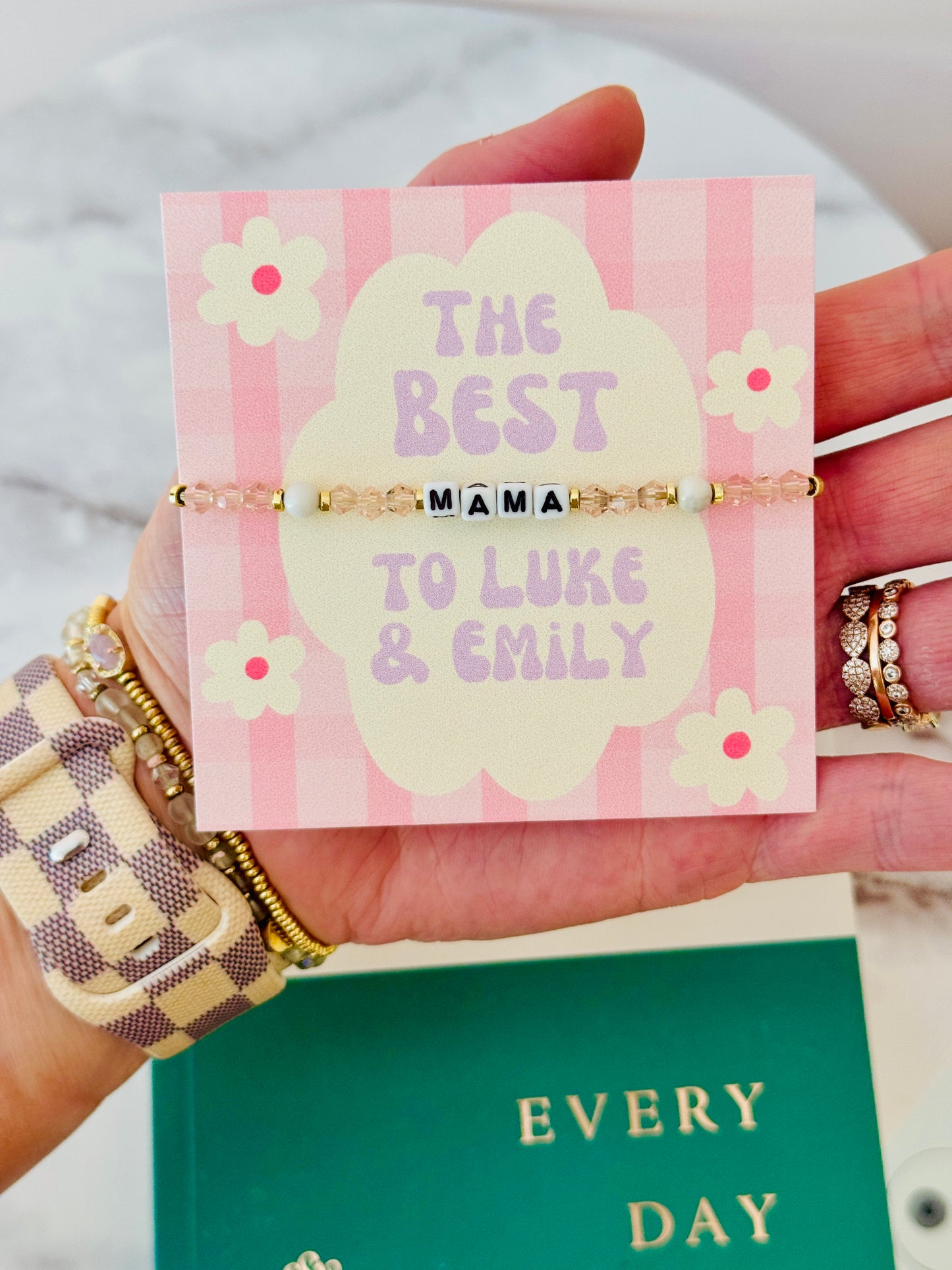 Mama Bracelet! The Best "Mama" to- (personalized it!) with card, box & ribbon included!