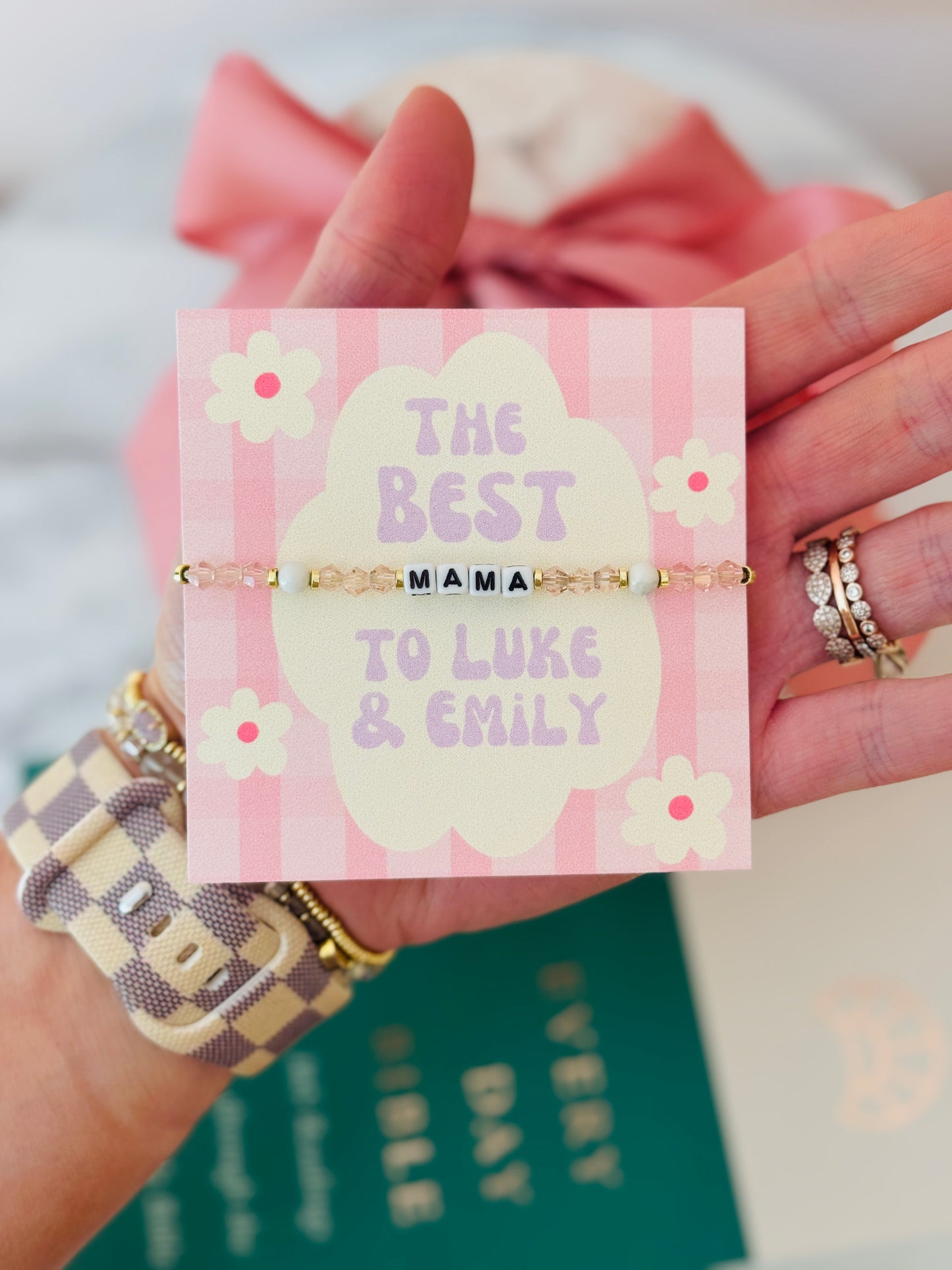 Mama Bracelet! The Best "Mama" to- (personalized it!) with card, box & ribbon included!