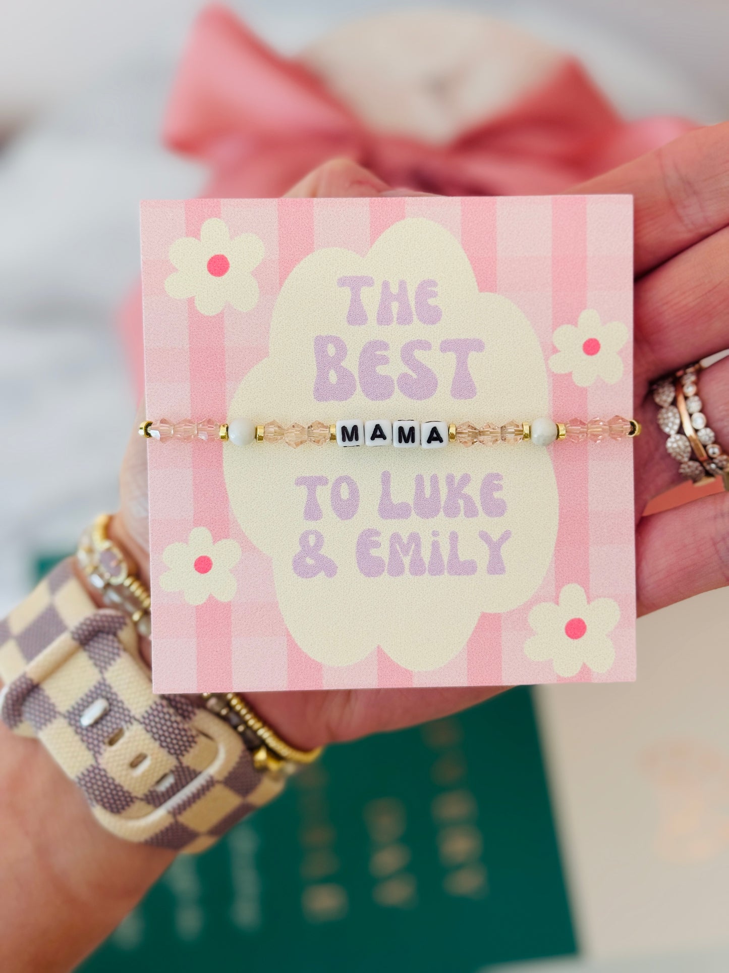 Mama Bracelet! The Best "Mama" to- (personalized it!) with card, box & ribbon included!