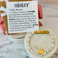 Gold Sister Bracelet with Sister Definition card, box & ribbon included!
