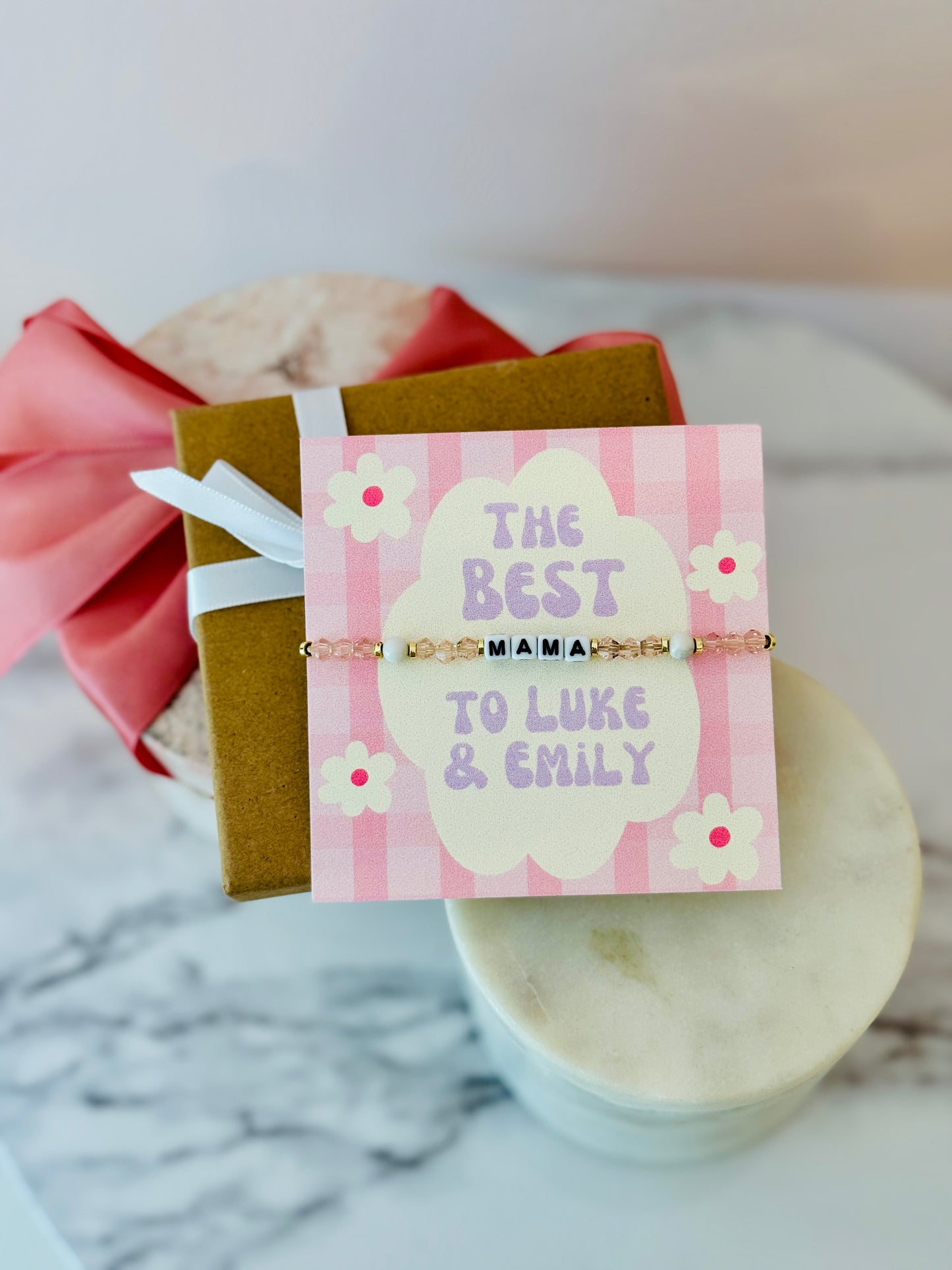 Mama Bracelet! The Best "Mama" to- (personalized it!) with card, box & ribbon included!